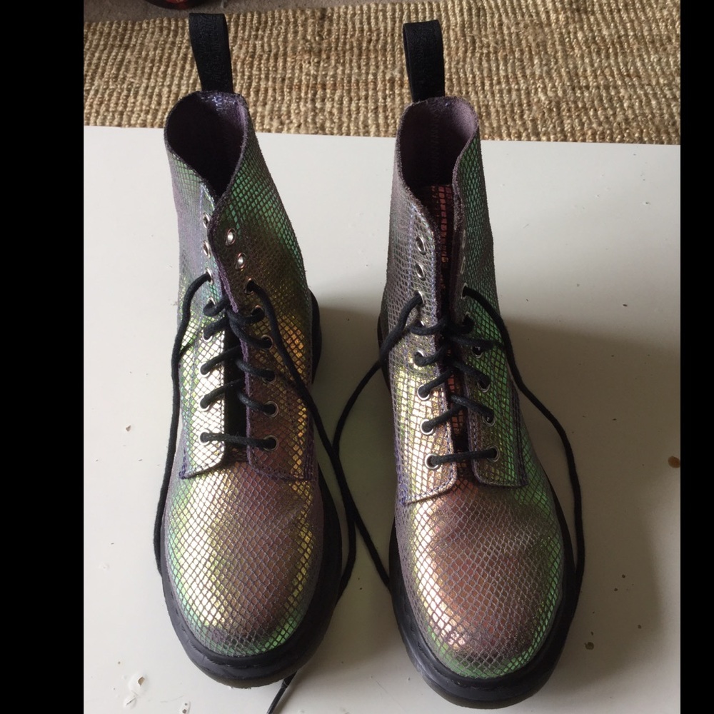 Dr. Martens mirrored iridescent pascal boots